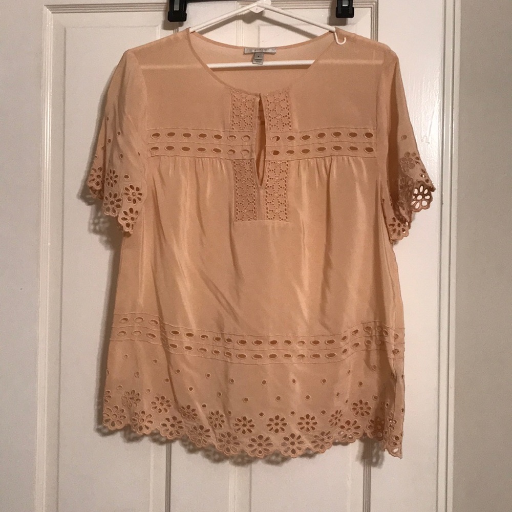 J Crew Silk Eyelet Embroidered Top sz 6 pink peach